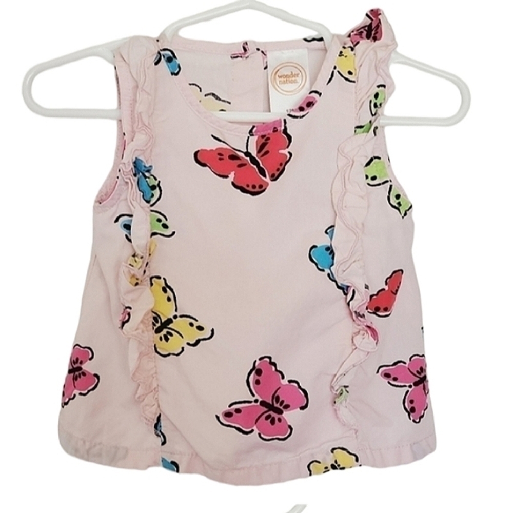 K1325 * Wonder Nation Butterfly Top Pink Size 12M